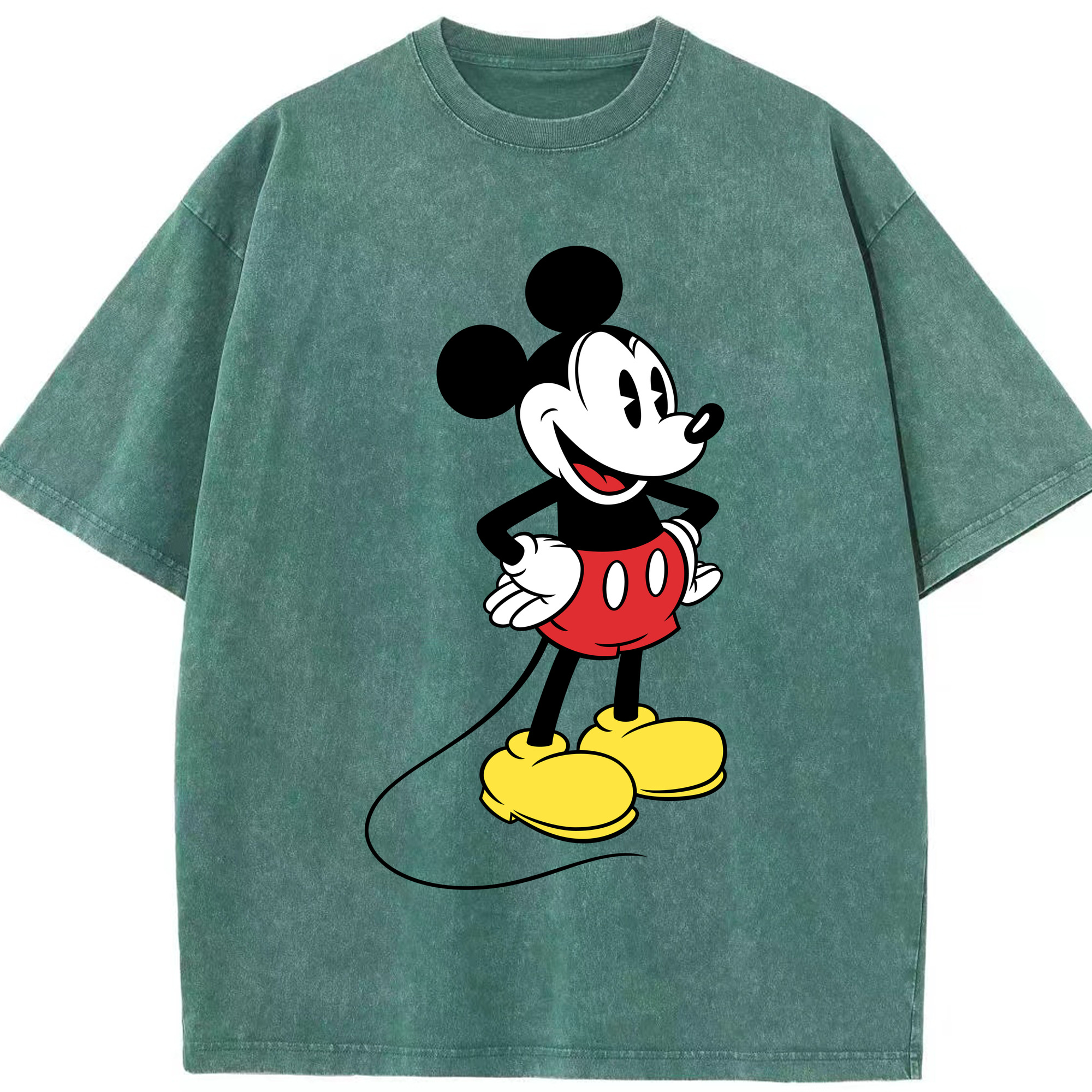 （画像用） ミッキーマウス Mickey Mouse 綿100% ヴィンテージ風 半袖Tシャツ（フロントプリント）